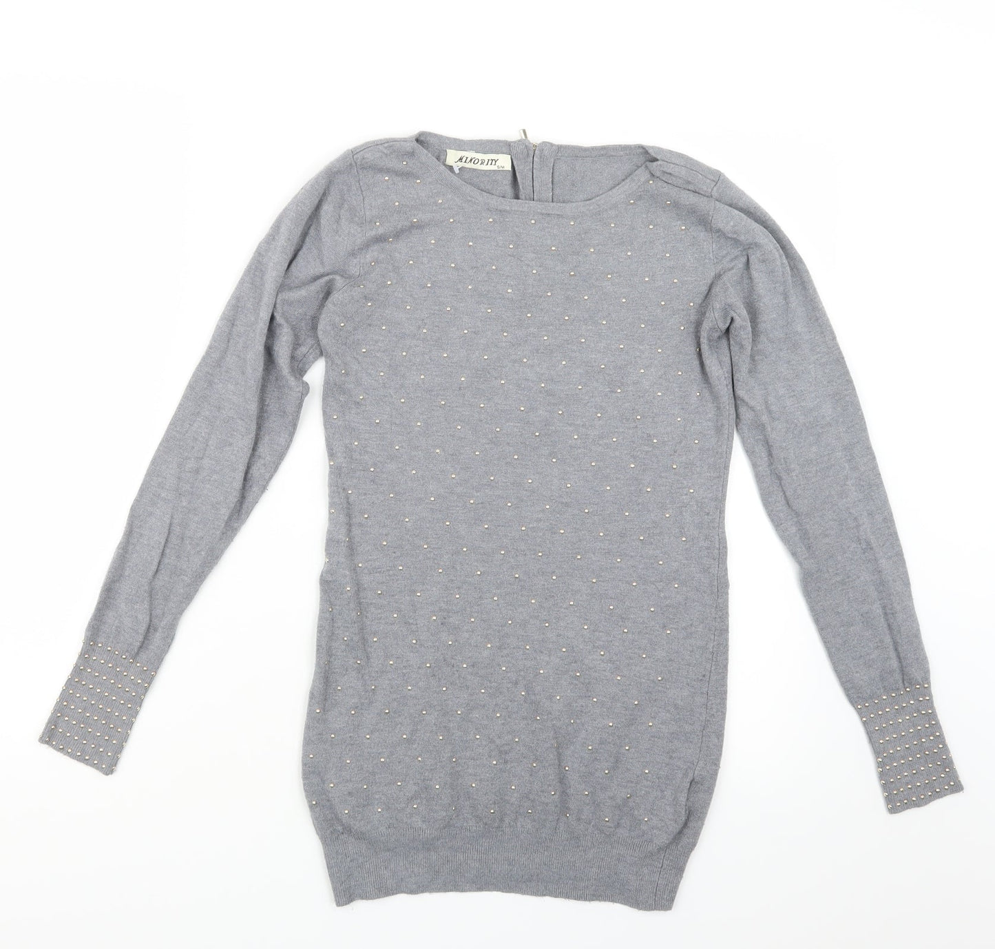 Minority Womens Grey  Knit Pullover Jumper Size S
