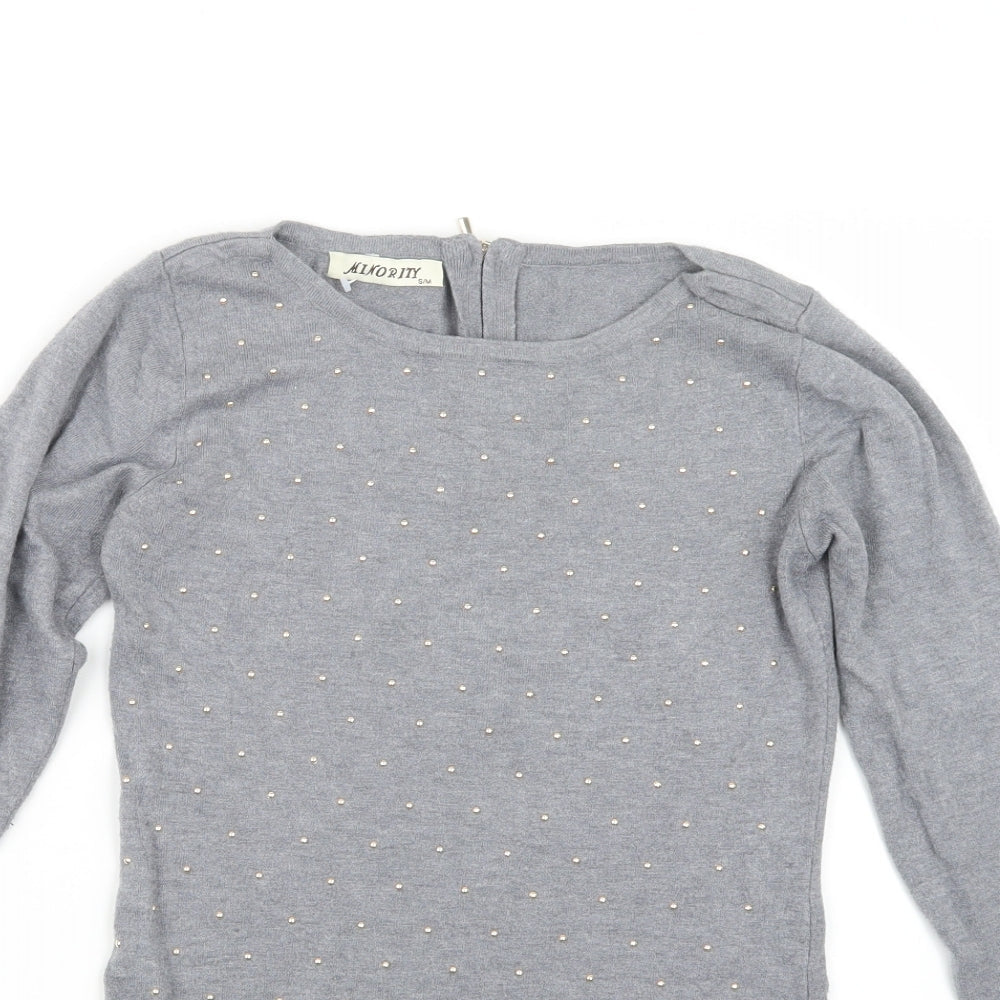 Minority Womens Grey  Knit Pullover Jumper Size S