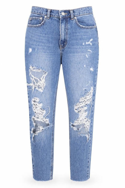 Womens UK Size 6 Pull&Bear Regular Fit Mom Blue Jeans