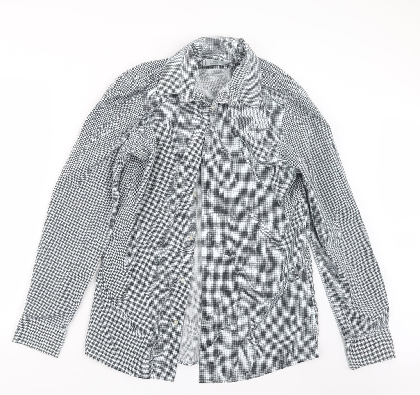 Mens UK Size 15.5 NEXT Black  Button-Up Long Sleeve Casual Shirt
