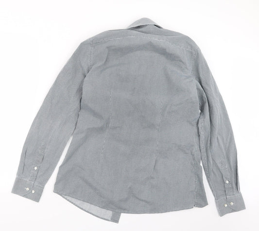 Mens UK Size 15.5 NEXT Black  Button-Up Long Sleeve Casual Shirt