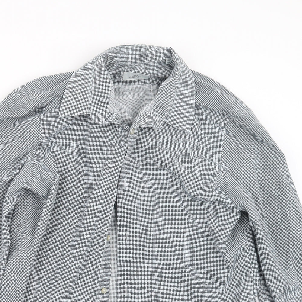 Mens UK Size 15.5 NEXT Black  Button-Up Long Sleeve Casual Shirt