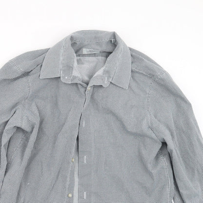 Mens UK Size 15.5 NEXT Black  Button-Up Long Sleeve Casual Shirt