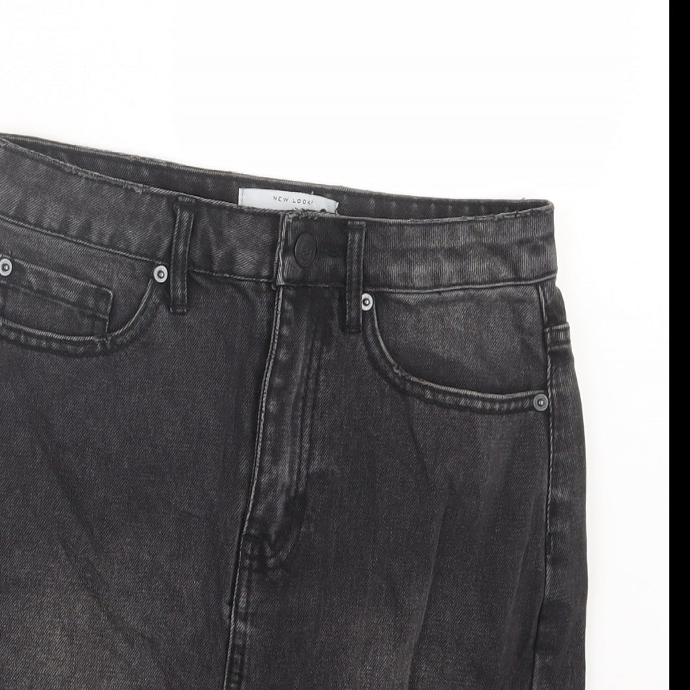 New Look Womens Black  Denim Straight & Pencil Skirt Size 6