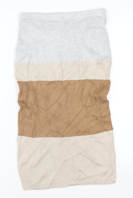 Marks and Spencer Womens Beige Striped  Straight & Pencil Skirt Size S