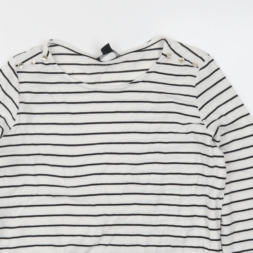 Atmosphere Womens White Striped  Pullover Jumper Size 12