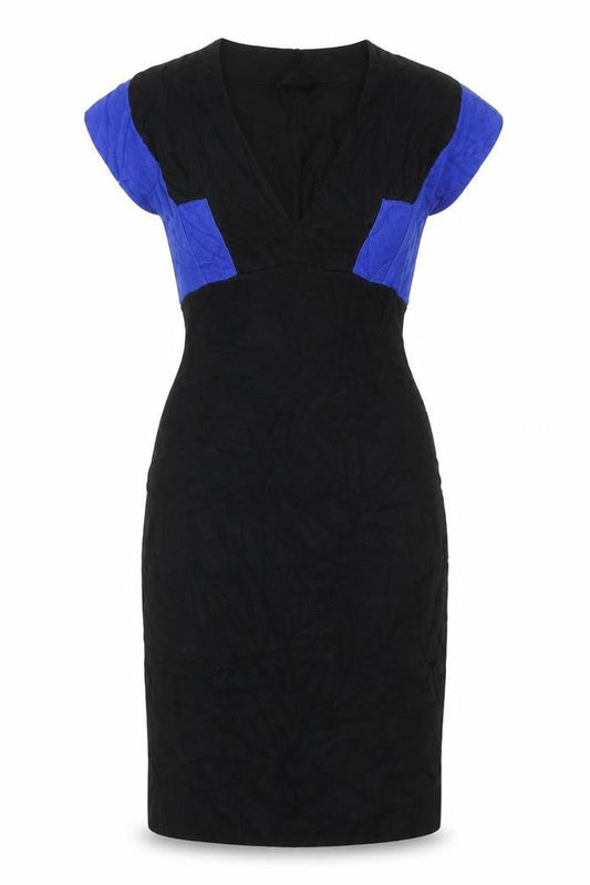 Topshop Womens Black Colourblock  Pencil Dress  Size 6  - Blue