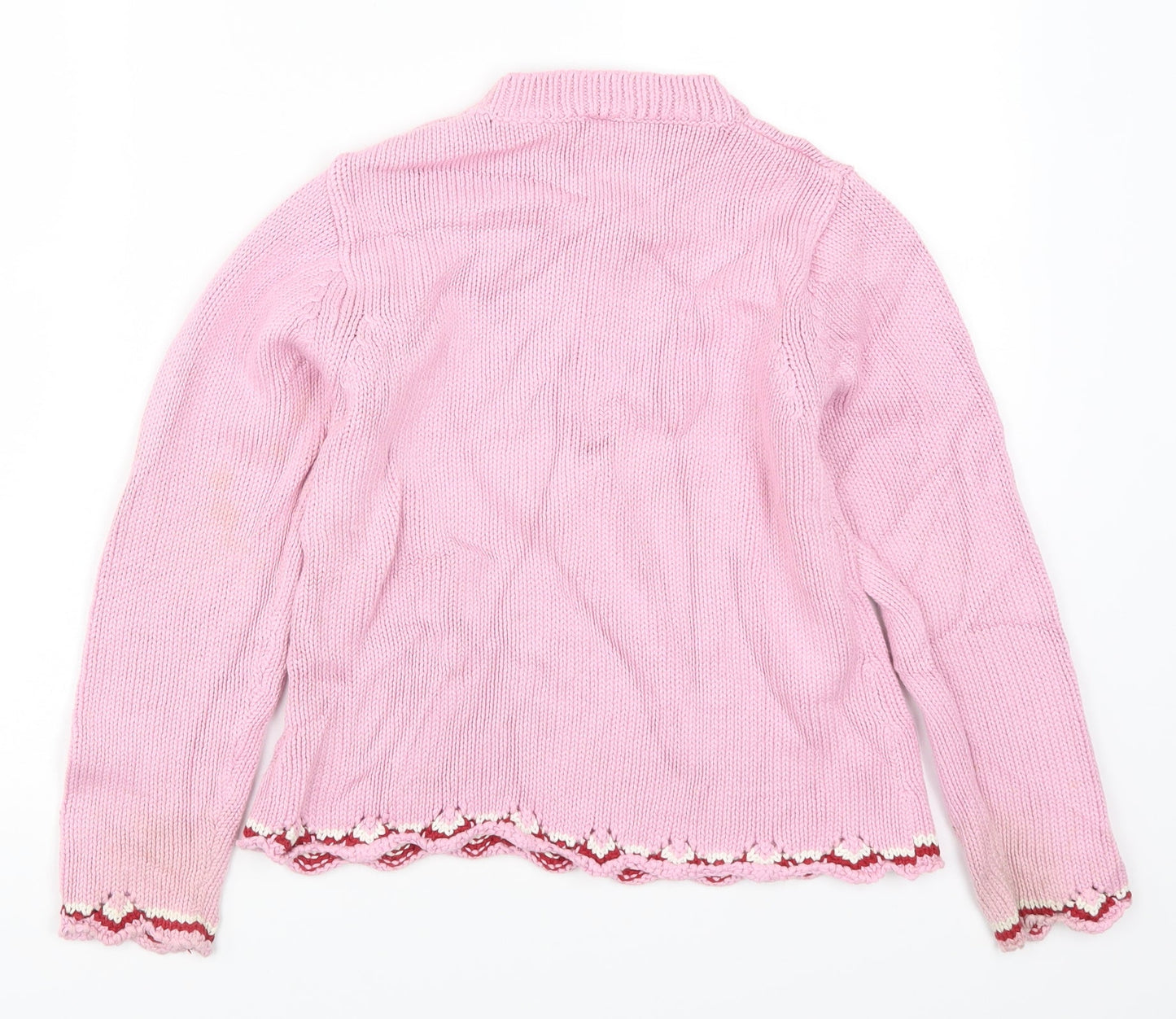 Preworn Girls Pink  Knit Pullover Jumper Size 10 Years  - Flower