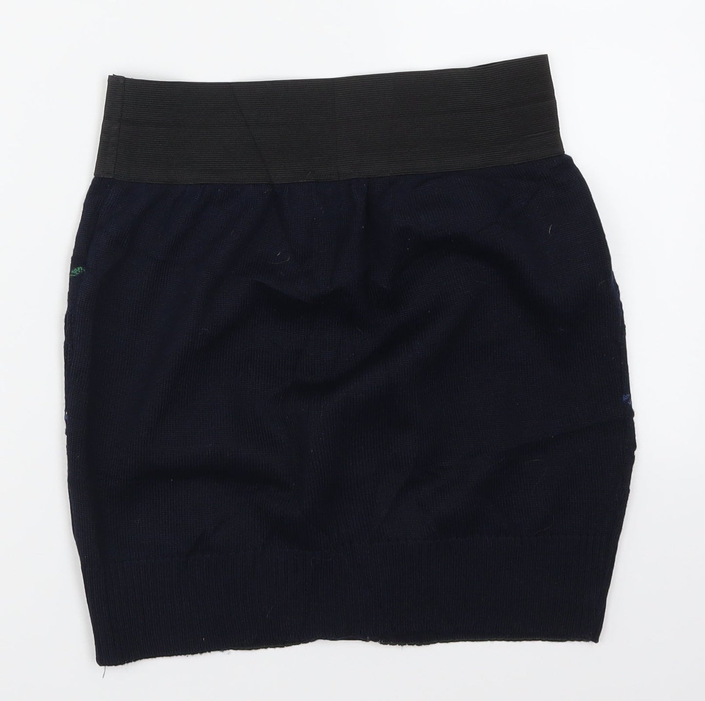 POP Womens Blue Striped Knit Mini Skirt Size 26 in