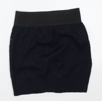 POP Womens Blue Striped Knit Mini Skirt Size 26 in
