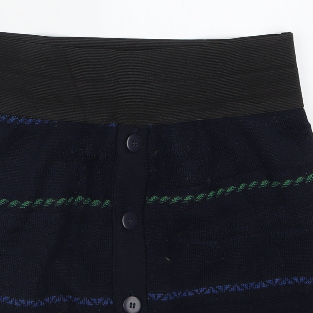 POP Womens Blue Striped Knit Mini Skirt Size 26 in