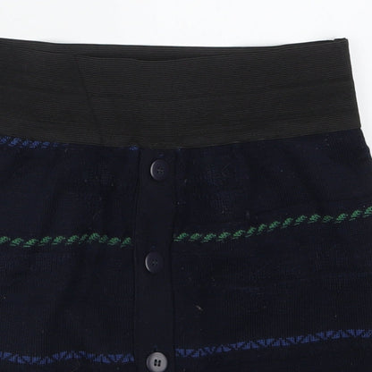 POP Womens Blue Striped Knit Mini Skirt Size 26 in