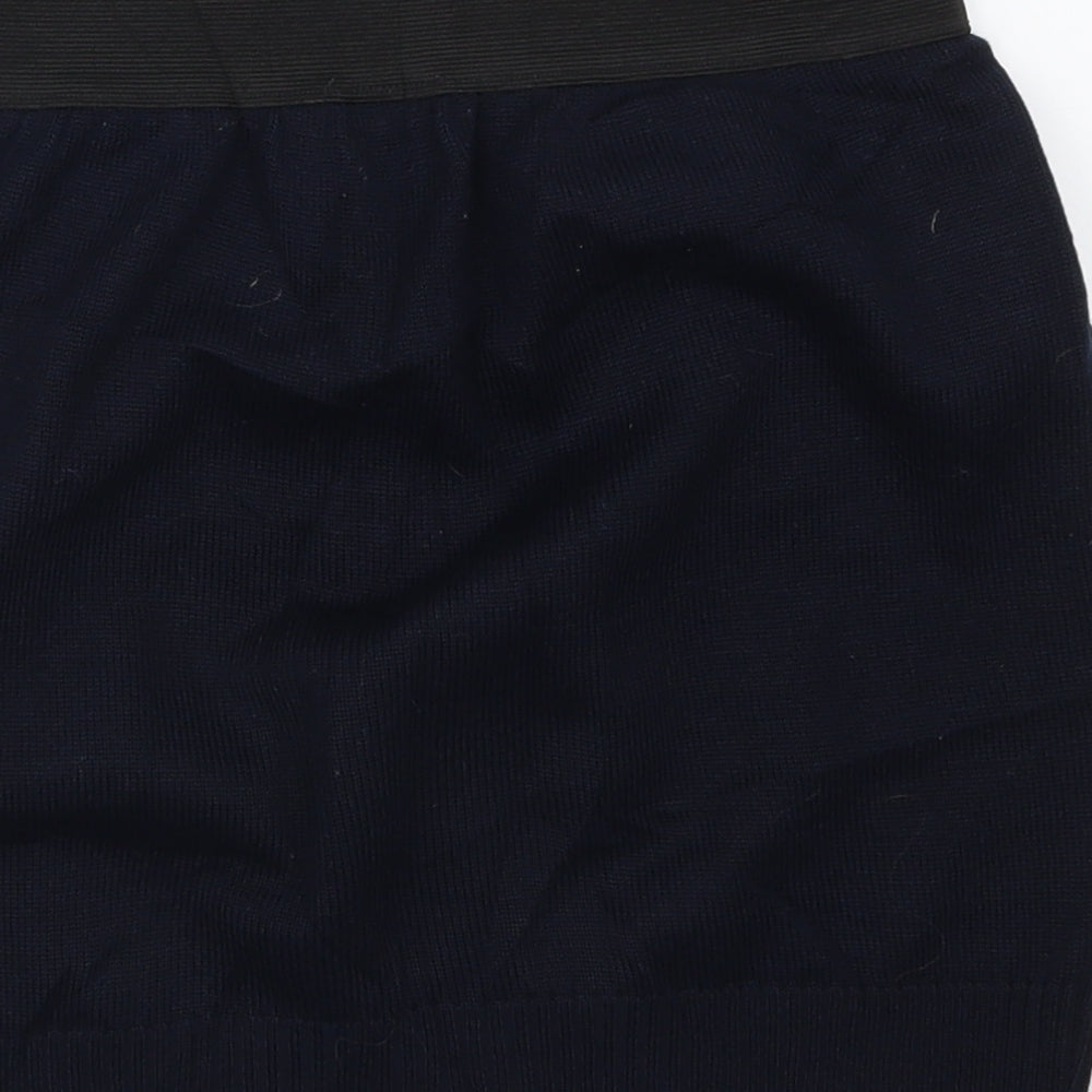 POP Womens Blue Striped Knit Mini Skirt Size 26 in