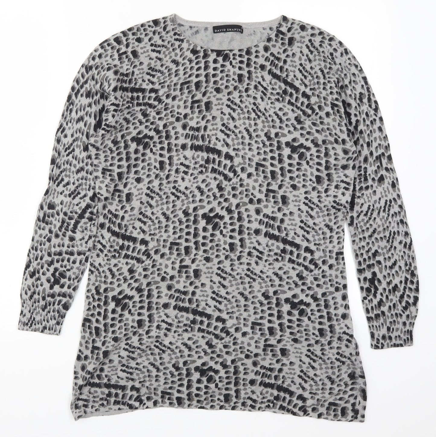 David Emanuel Womens Grey Animal Print  Pullover Jumper Size M