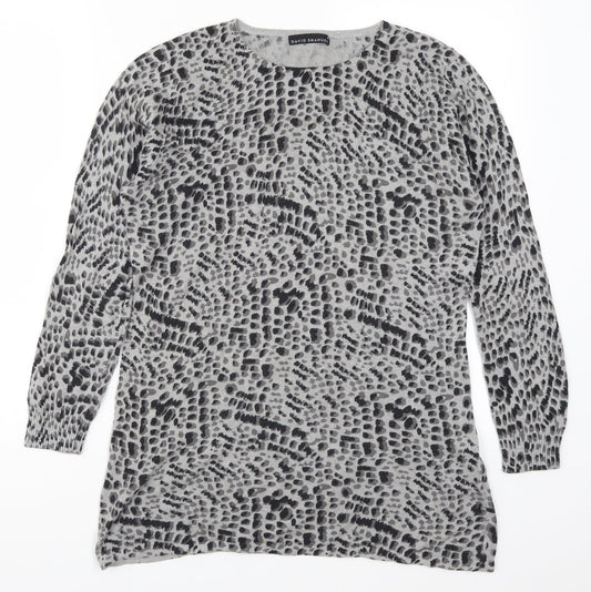 David Emanuel Womens Grey Animal Print  Pullover Jumper Size M