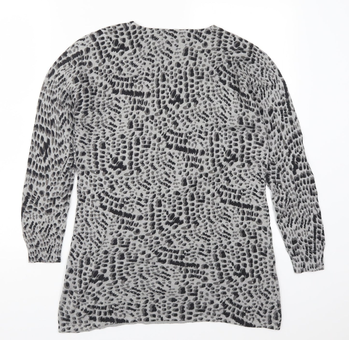 David Emanuel Womens Grey Animal Print  Pullover Jumper Size M