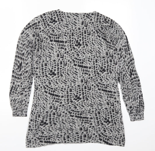 David Emanuel Womens Grey Animal Print  Pullover Jumper Size M