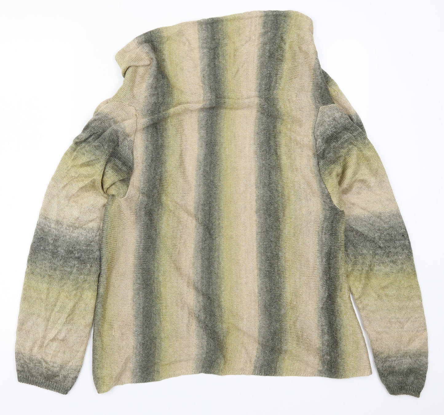 George Womens Beige Striped Knit Cardigan Jumper Size 14