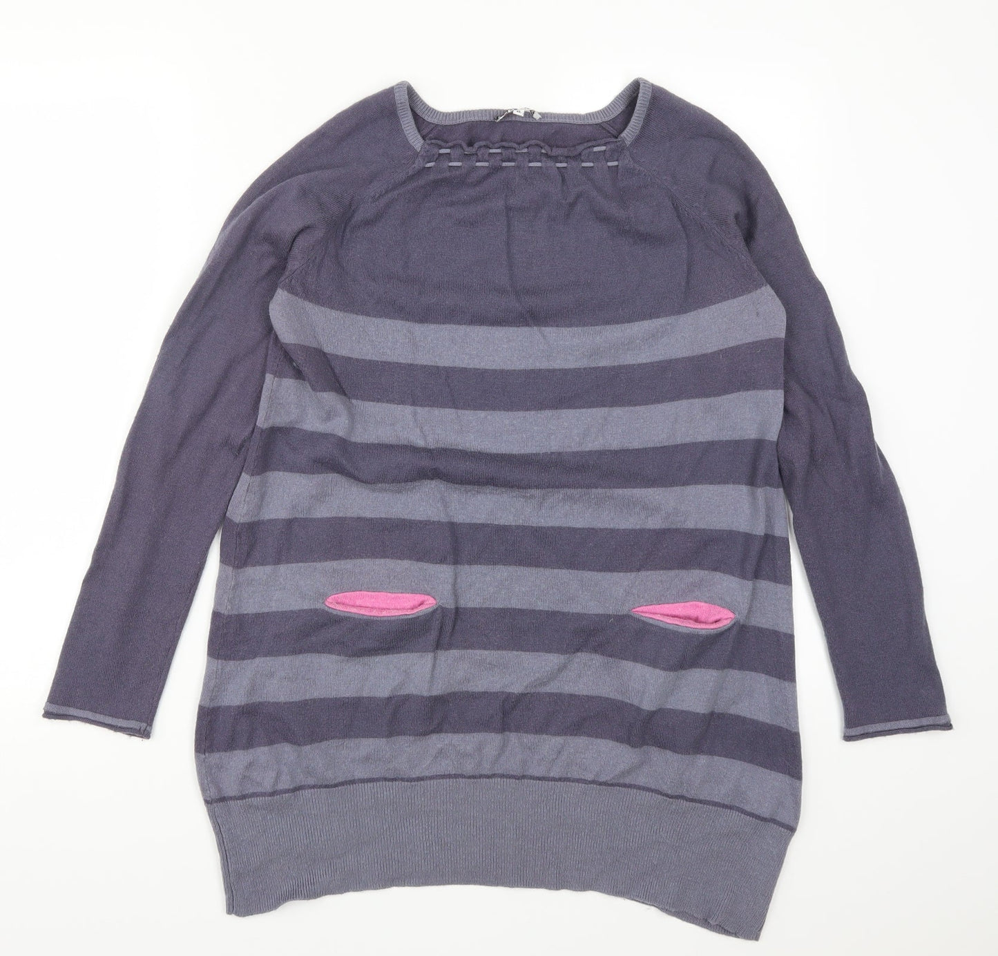 Bip Bip Womens Purple Striped Knit Pullover Jumper Size XL