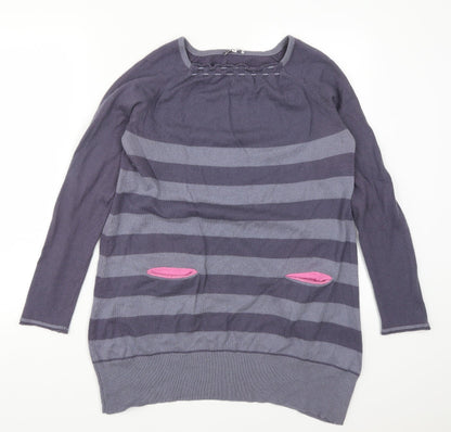 Bip Bip Womens Purple Striped Knit Pullover Jumper Size XL
