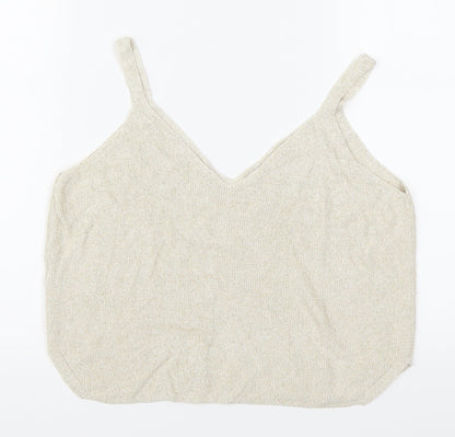 Womens UK Size S Mango Beige Basic Tank