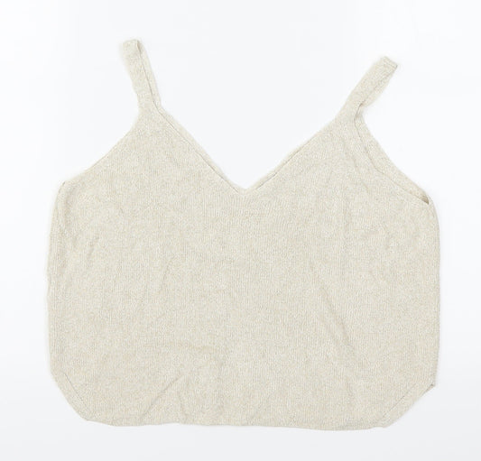 Womens UK Size S Mango Beige Basic Tank