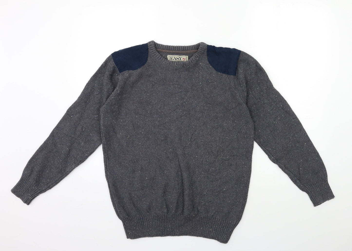 Easy Mens Grey  Knit Pullover Jumper Size M