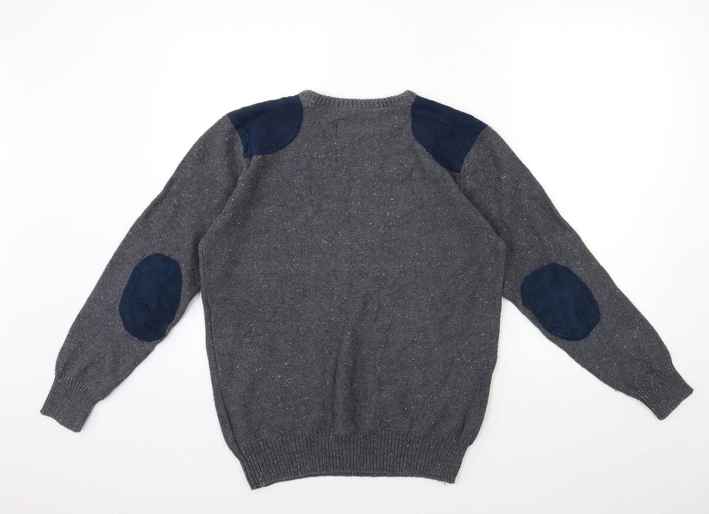 Easy Mens Grey  Knit Pullover Jumper Size M