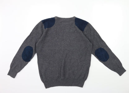 Easy Mens Grey  Knit Pullover Jumper Size M