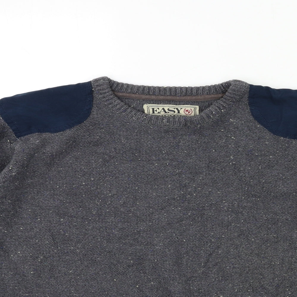 Easy Mens Grey  Knit Pullover Jumper Size M