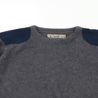 Easy Mens Grey  Knit Pullover Jumper Size M