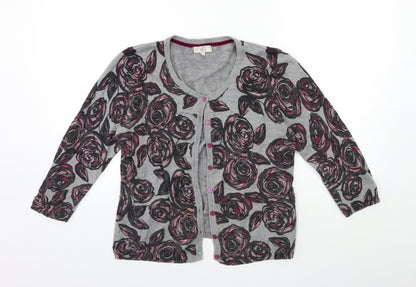 Country Casuals Womens Green Floral Knit Cardigan Jumper Size M