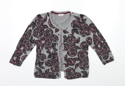 Country Casuals Womens Green Floral Knit Cardigan Jumper Size M