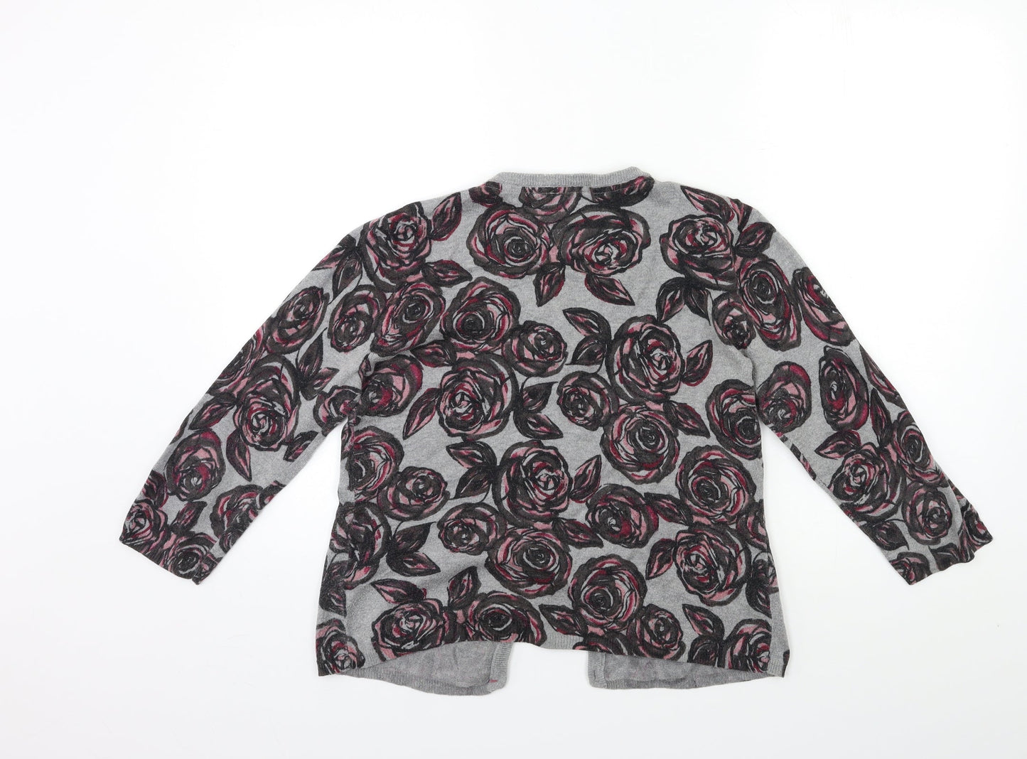 Country Casuals Womens Green Floral Knit Cardigan Jumper Size M