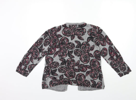 Country Casuals Womens Green Floral Knit Cardigan Jumper Size M