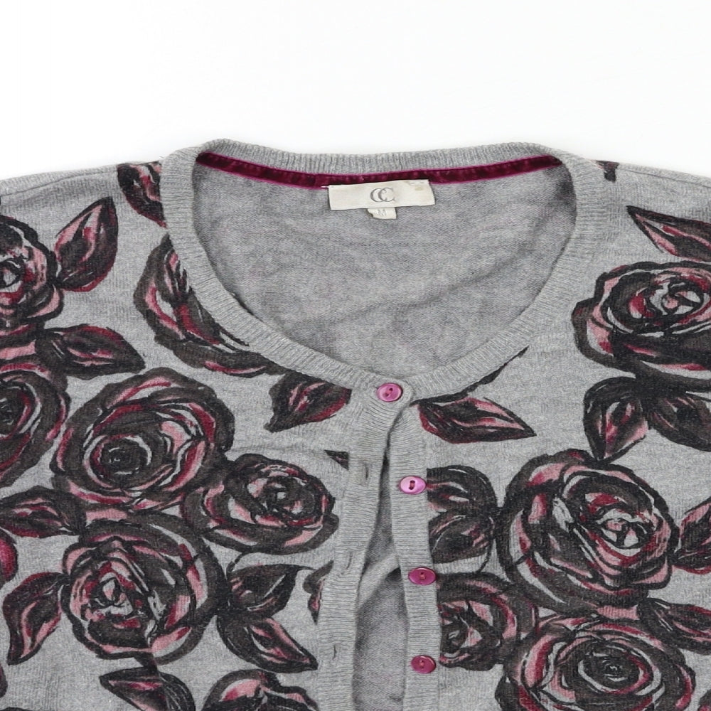 Country Casuals Womens Green Floral Knit Cardigan Jumper Size M