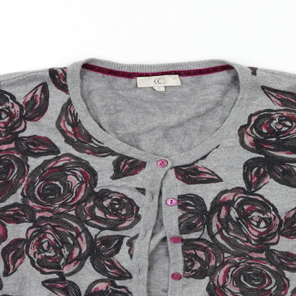 Country Casuals Womens Green Floral Knit Cardigan Jumper Size M