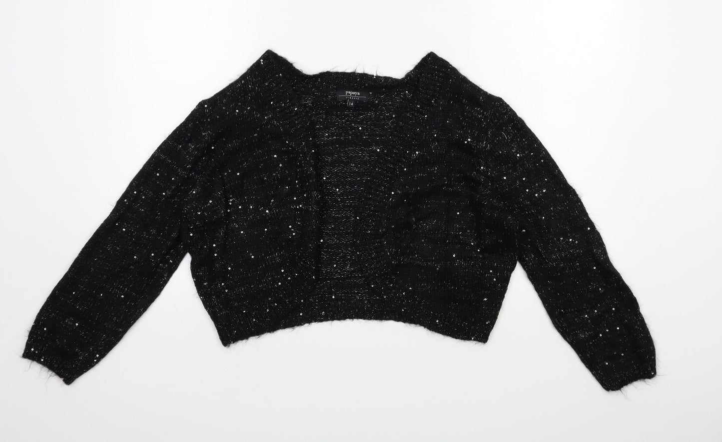 Womens UK Size 14 Papaya Black Cardigan Jumper