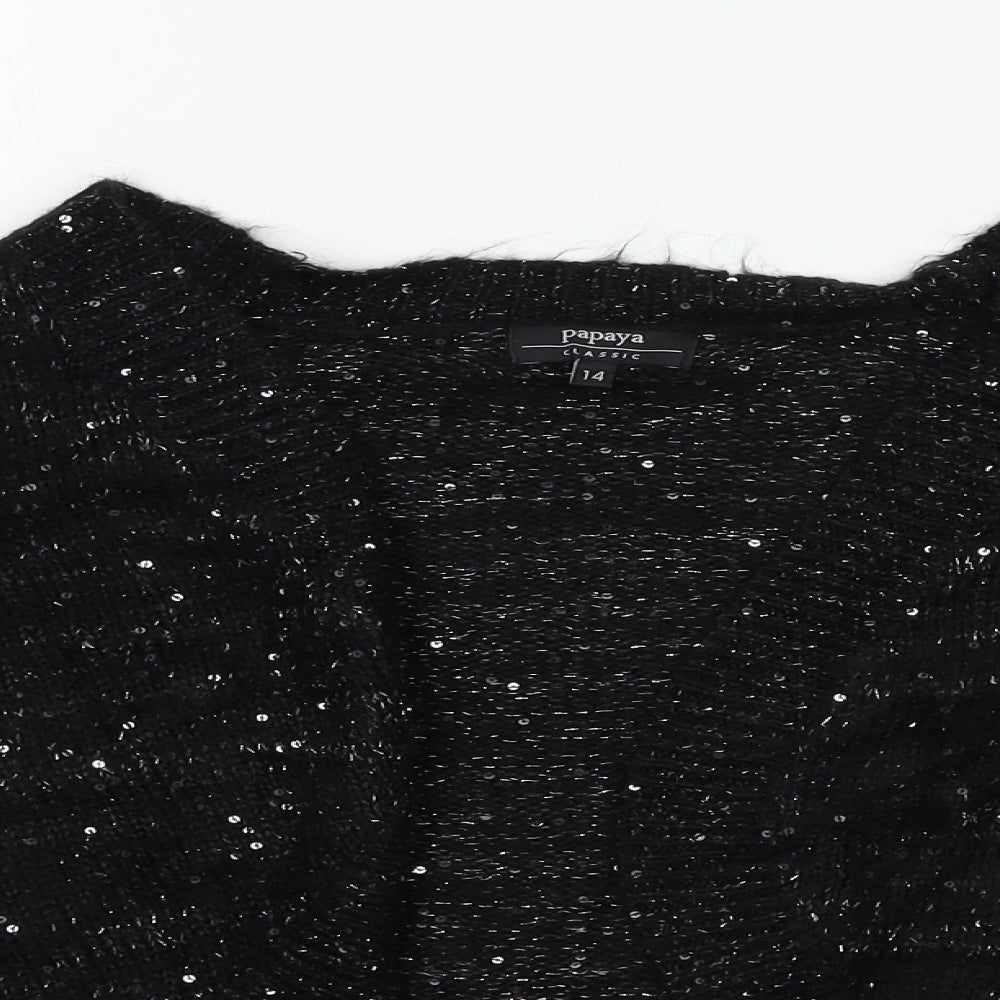 Womens UK Size 14 Papaya Black Cardigan Jumper