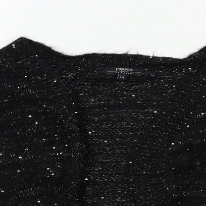 Womens UK Size 14 Papaya Black Cardigan Jumper