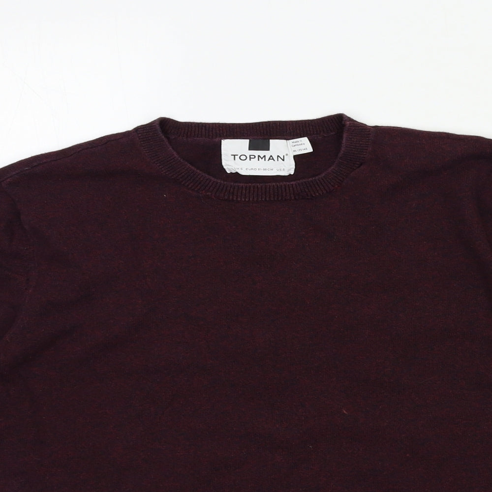 Topshop Mens Red  Knit Pullover Jumper Size S