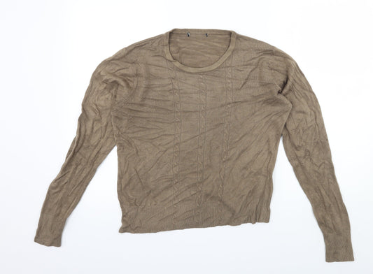 Womens UK Size L Preworn Brown Pullover Jumper