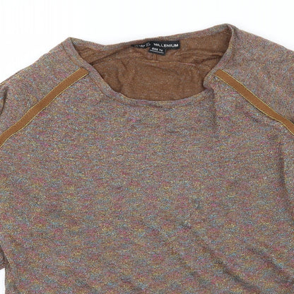 Womens UK Size One Size Millenium Brown Basic T-Shirt