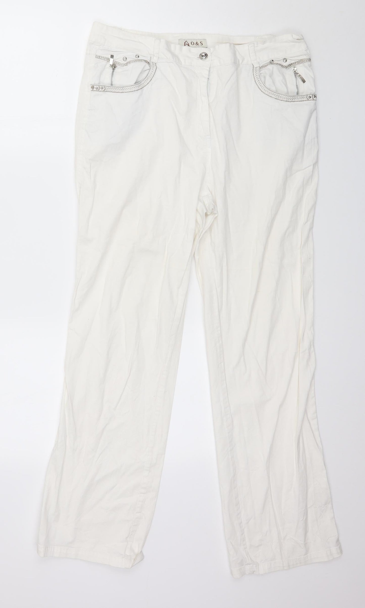 O&S Womens White   Trousers  Size 32 in L27 in