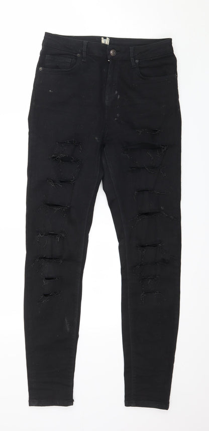 Topshop Womens Black  Denim Skinny Jeans Size 28 in L32 in