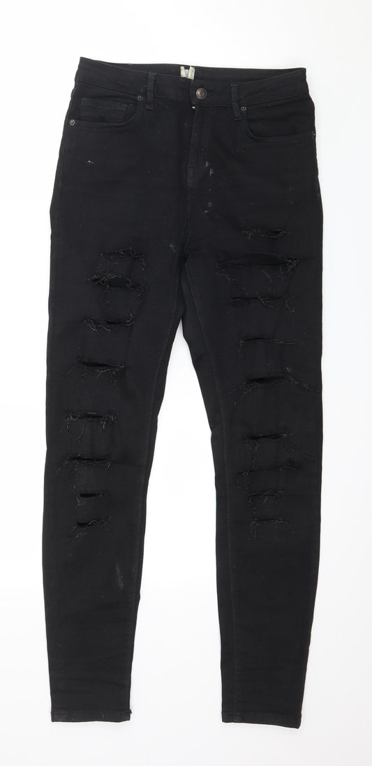 Topshop Womens Black  Denim Skinny Jeans Size 28 in L32 in