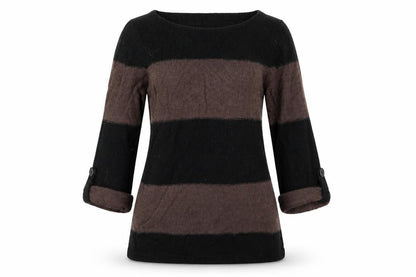 Marks & Spencer Womens Brown Striped Knit Pullover Jumper Size 12