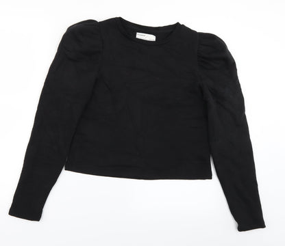 Womens UK Size XS Pull & Bear Black Pullover Sweatshirt