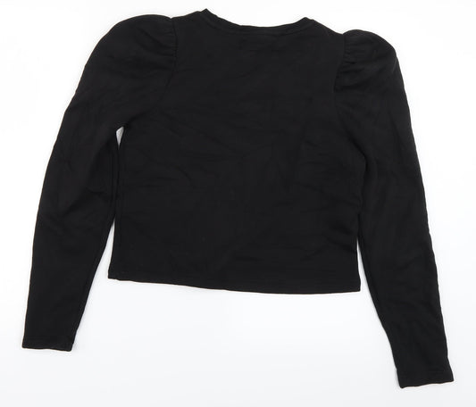 Womens UK Size XS Pull & Bear Black Pullover Sweatshirt