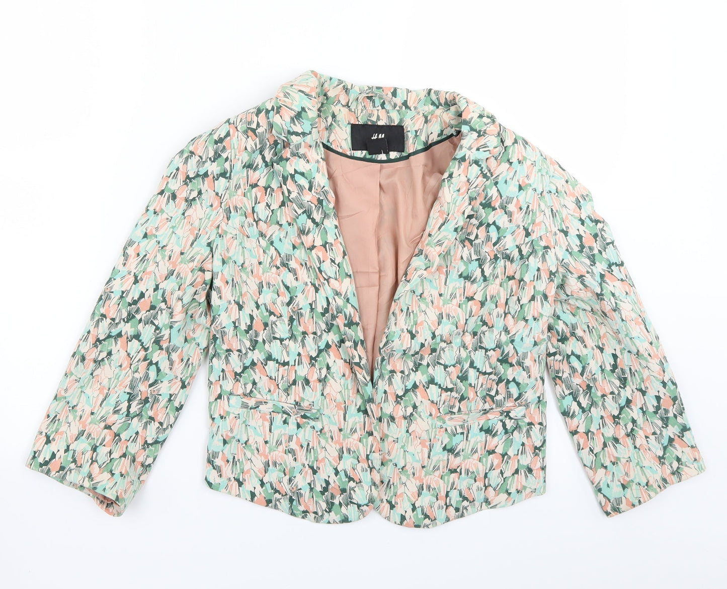 H&M Womens Green Geometric  Jacket Blazer Size 6